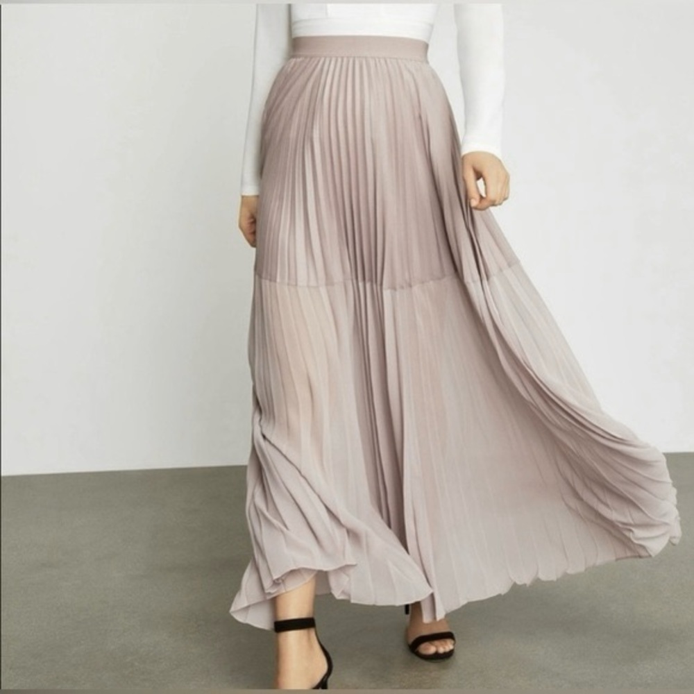 BCBGMaxAzria Pleated Maxi Skirt in Dusty Mauve